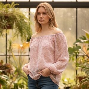 White House Black Market Blush Off-The-Shoulder Blouse XXS